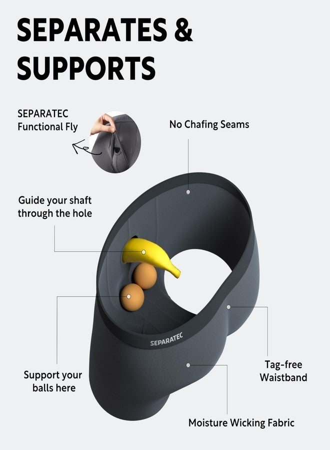 Separatec ملابس داخلية رجالية من Separatec مزودة بجيب، مصنوعة من قماش رايون ماص للرطوبة من الخيزران، سراويل بوكسر رجالية قابلة للتهوية، عبوة من 3 أو 6 قطع (مقاس متوسط، رمادي داكن). - Image 3